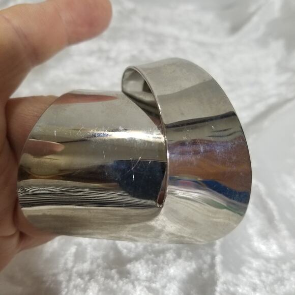 Silver tone braided cuff bracelet  2 1/2" 1" open 1.1498 - Picture 4 of 9